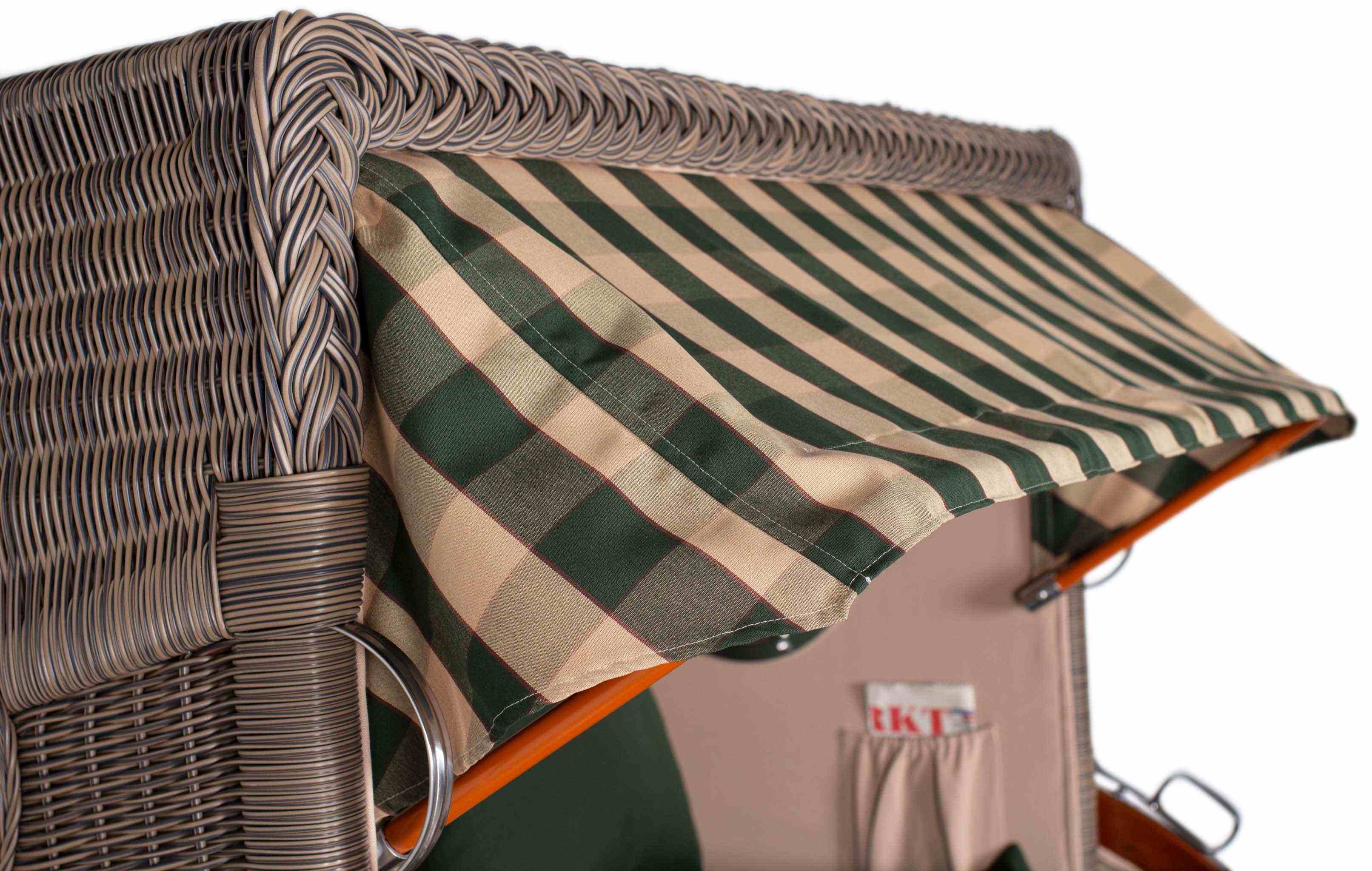 Strandkorb Rantum Bullauge Mahagoni PE Grey Dessin 506 Grau